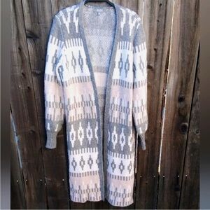 Marled Reunited Clothing long cardigan Duster Sweater Large Grey Fall Winter